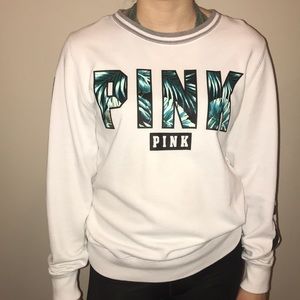 White ( Pink ) crewneck
